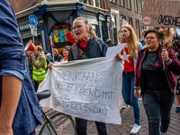 Hundreds of students gathered on 14 September 2018 at the Dam square in Amsterdam, Netherlands to protest against the increase of the intere...