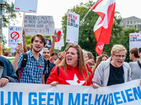 Hundreds of students gathered on 14 September 2018 at the Dam square in Amsterdam, Netherlands to protest against the increase of the intere...