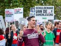 Hundreds of students gathered on 14 September 2018 at the Dam square in Amsterdam, Netherlands to protest against the increase of the intere...