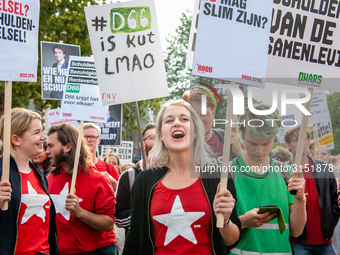 Hundreds of students gathered on 14 September 2018 at the Dam square in Amsterdam, Netherlands to protest against the increase of the intere...