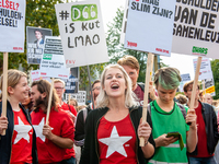 Hundreds of students gathered on 14 September 2018 at the Dam square in Amsterdam, Netherlands to protest against the increase of the intere...