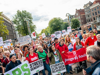 Hundreds of students gathered on 14 September 2018 at the Dam square in Amsterdam, Netherlands to protest against the increase of the intere...