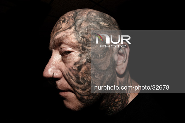 Portraits of tattooed people, in Milan, Italy. 