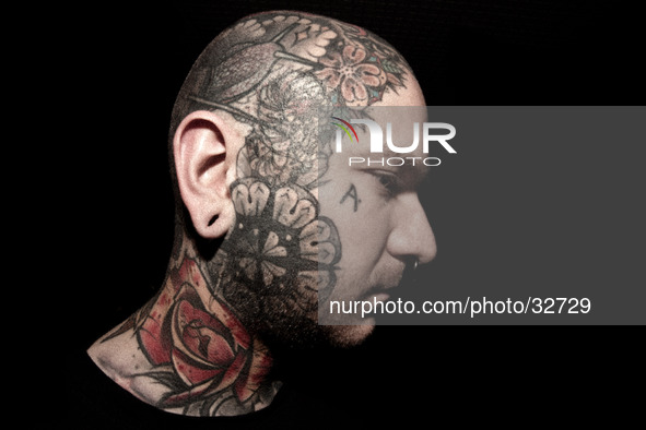 Portraits of tattooed people, in Milan, Italy. 