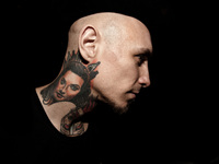 Portraits of tattooed people, in Milan, Italy. (