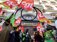  The subcontractors of the Park Hyatt Vendôme, who have been on strike for 18 days, and who were dislodged by the police from the Parisian p...