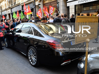  The subcontractors of the Park Hyatt Vendôme, who have been on strike for 18 days, and who were dislodged by the police from the Parisian p...