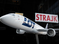 Polish LOT airline crew on strike in Warsaw, Poland on 18 October 2018 (