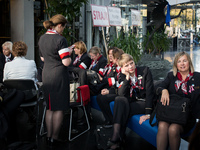 Polish LOT airline crew on strike in Warsaw, Poland on 18 October 2018 (