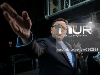 CEO Rafal Milczarski during the Polish LOT airline crew strike in Warsaw, Poland on 23 October 2018 (