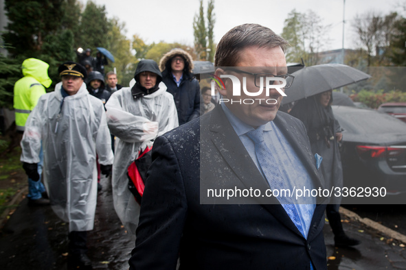 CEO Rafal Milczarski during the Polish LOT airline crew strike in Warsaw, Poland on 23 October 2018 