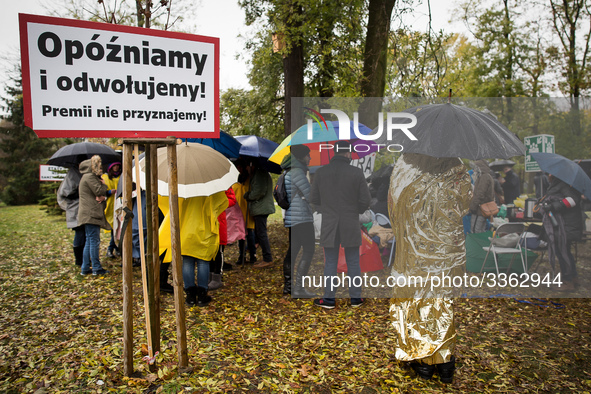 Polish LOT airline crew on strike in Warsaw, Poland on 23 October 2018 