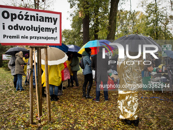 Polish LOT airline crew on strike in Warsaw, Poland on 23 October 2018 (