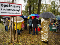 Polish LOT airline crew on strike in Warsaw, Poland on 23 October 2018 (