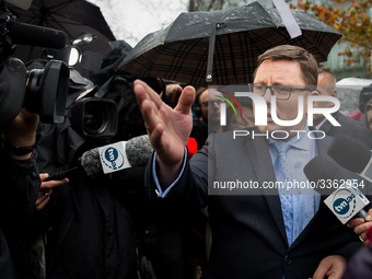 CEO Rafal Milczarski during the Polish LOT airline crew strike in Warsaw, Poland on 23 October 2018 (