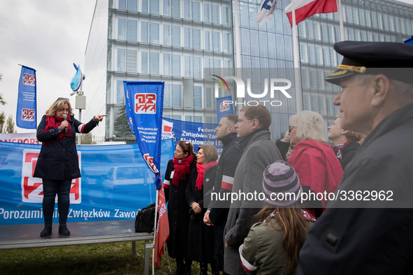 Polish LOT airline crew on strike in Warsaw, Poland on 27 October 2018 