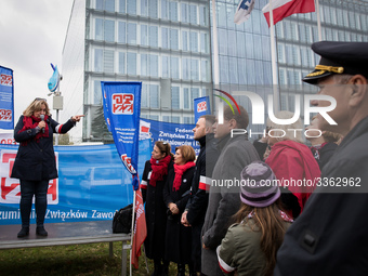 Polish LOT airline crew on strike in Warsaw, Poland on 27 October 2018 (