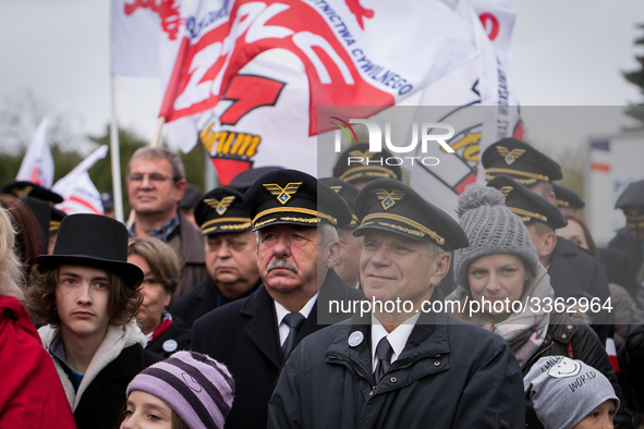 Polish LOT airline crew on strike in Warsaw, Poland on 27 October 2018 