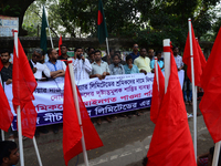 Bangladeshi garments workers held a protest rally demanding to withdrawal false cases of Ashuli's Naz Knit Wear limited workers at in front...