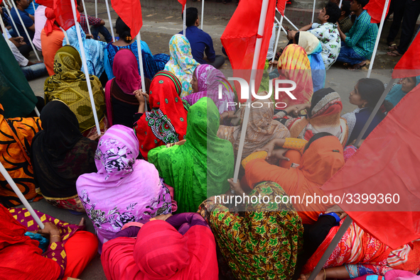 Bangladeshi garments workers held a protest rally demanding to withdrawal false cases of Ashuli's Naz Knit Wear limited workers at in front...