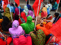 Bangladeshi garments workers held a protest rally demanding to withdrawal false cases of Ashuli's Naz Knit Wear limited workers at in front...