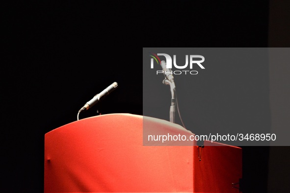 A general view of the stage is seen during a solidarity event in support of Flormar's workers in Ankara, Turkey on November 23, 2018. The re...