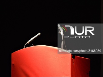 A general view of the stage is seen during a solidarity event in support of Flormar's workers in Ankara, Turkey on November 23, 2018. The re...