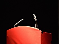 A general view of the stage is seen during a solidarity event in support of Flormar's workers in Ankara, Turkey on November 23, 2018. The re...