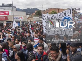 A general view of the crowd in the march of students for public education in Bogota, Colombia, on 28 November 2018. (