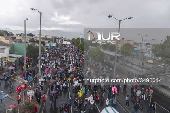 A general view of the crowd in the march of students for public education in Bogota, Colombia, on 28 November 2018. 