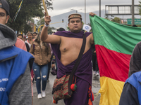 Indigenous Community participates in the march of students for public education in Bogota, Colombia, on 28 November 2018.. (