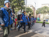 Indigenous Community participates in the march of students for public education in Bogota, Colombia, on 28 November 2018.. (