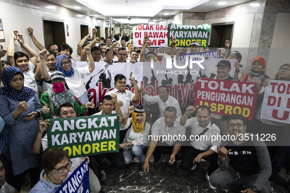 Jakarta, Indonesia, 04 December 2018 : hundreds of Indonesian News Agency "ANTARA" held demonstration at their office in Jakarta. They deman...