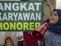 Jakarta, Indonesia, 04 December 2018 : hundreds of Indonesian News Agency "ANTARA" held demonstration at their office in Jakarta. They deman...