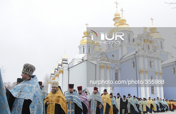 KIEV, UKRAINE - NOVEMBER 30: His Holiness Patriarch of Kyiv and All Rus-Ukraine Filaret headed prayer for peace in Ukraine reading the Akath...