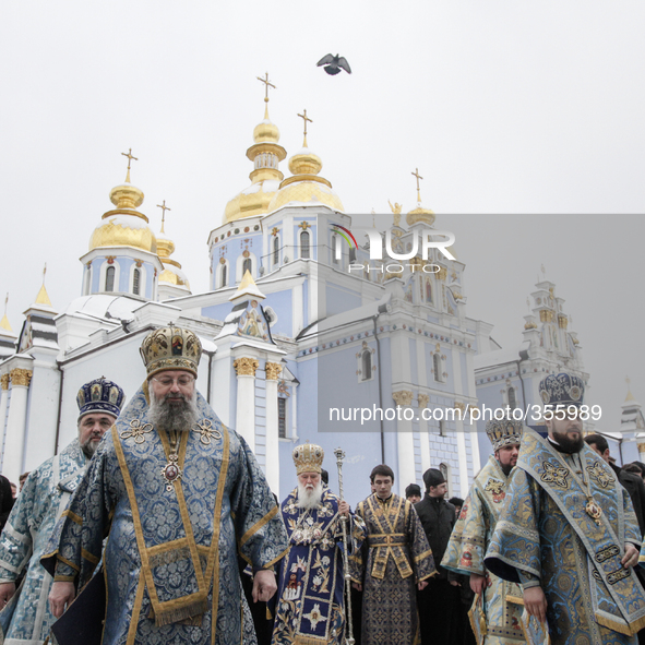 KIEV, UKRAINE - NOVEMBER 30: His Holiness Patriarch of Kyiv and All Rus-Ukraine Filaret headed prayer for peace in Ukraine reading the Akath...