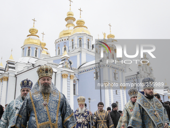 KIEV, UKRAINE - NOVEMBER 30: His Holiness Patriarch of Kyiv and All Rus-Ukraine Filaret headed prayer for peace in Ukraine reading the Akath...