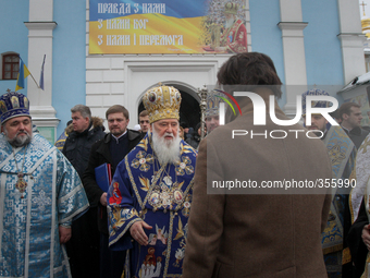 KIEV, UKRAINE - NOVEMBER 30: His Holiness Patriarch of Kyiv and All Rus-Ukraine Filaret headed prayer for peace in Ukraine reading the Akath...