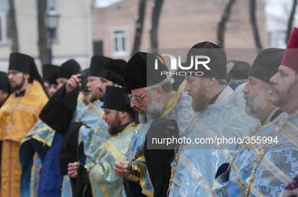 KIEV, UKRAINE - NOVEMBER 30: His Holiness Patriarch of Kyiv and All Rus-Ukraine Filaret headed prayer for peace in Ukraine reading the Akath...