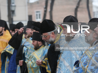 KIEV, UKRAINE - NOVEMBER 30: His Holiness Patriarch of Kyiv and All Rus-Ukraine Filaret headed prayer for peace in Ukraine reading the Akath...