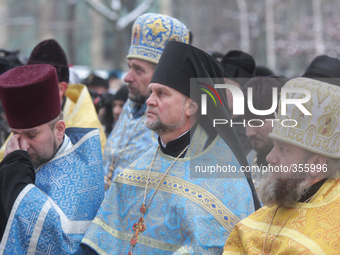 KIEV, UKRAINE - NOVEMBER 30: His Holiness Patriarch of Kyiv and All Rus-Ukraine Filaret headed prayer for peace in Ukraine reading the Akath...