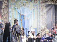 KIEV, UKRAINE - NOVEMBER 30: The Head of the Ukrainian Orthodox Church of Kyiv Patriarchate  Filaret(1st from R) and Head of the Ukrainian G...