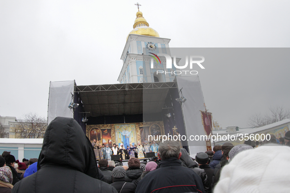 KIEV, UKRAINE - NOVEMBER 30: His Holiness Patriarch of Kyiv and All Rus-Ukraine Filaret headed prayer for peace in Ukraine reading the Akath...