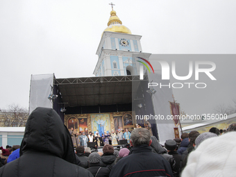 KIEV, UKRAINE - NOVEMBER 30: His Holiness Patriarch of Kyiv and All Rus-Ukraine Filaret headed prayer for peace in Ukraine reading the Akath...