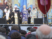 KIEV, UKRAINE - NOVEMBER 30: The Head of the Ukrainian Orthodox Church of Kyiv Patriarchate  Filaret(2nd from R) and Head of the Ukrainian G...