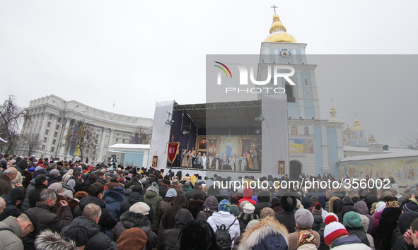 KIEV, UKRAINE - NOVEMBER 30: His Holiness Patriarch of Kyiv and All Rus-Ukraine Filaret headed prayer for peace in Ukraine reading the Akath...