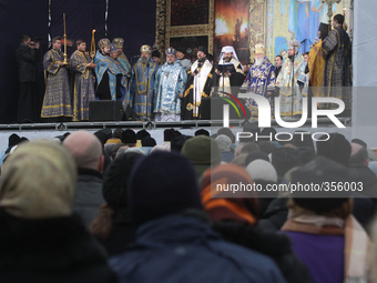 KIEV, UKRAINE - NOVEMBER 30: His Holiness Patriarch of Kyiv and All Rus-Ukraine Filaret headed prayer for peace in Ukraine reading the Akath...