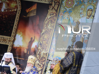 KIEV, UKRAINE - NOVEMBER 30: The Head of the Ukrainian Orthodox Church of Kyiv Patriarchate  Filaret(2nd from L) and Head of the Ukrainian G...