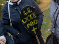 A hundred high school teachers demonstrated at the call of the unions before the Rectorate of Nantes, France, on December 14, 2018, against...