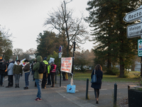 A hundred high school teachers demonstrated at the call of the unions before the Rectorate of Nantes, France, on December 14, 2018, against...